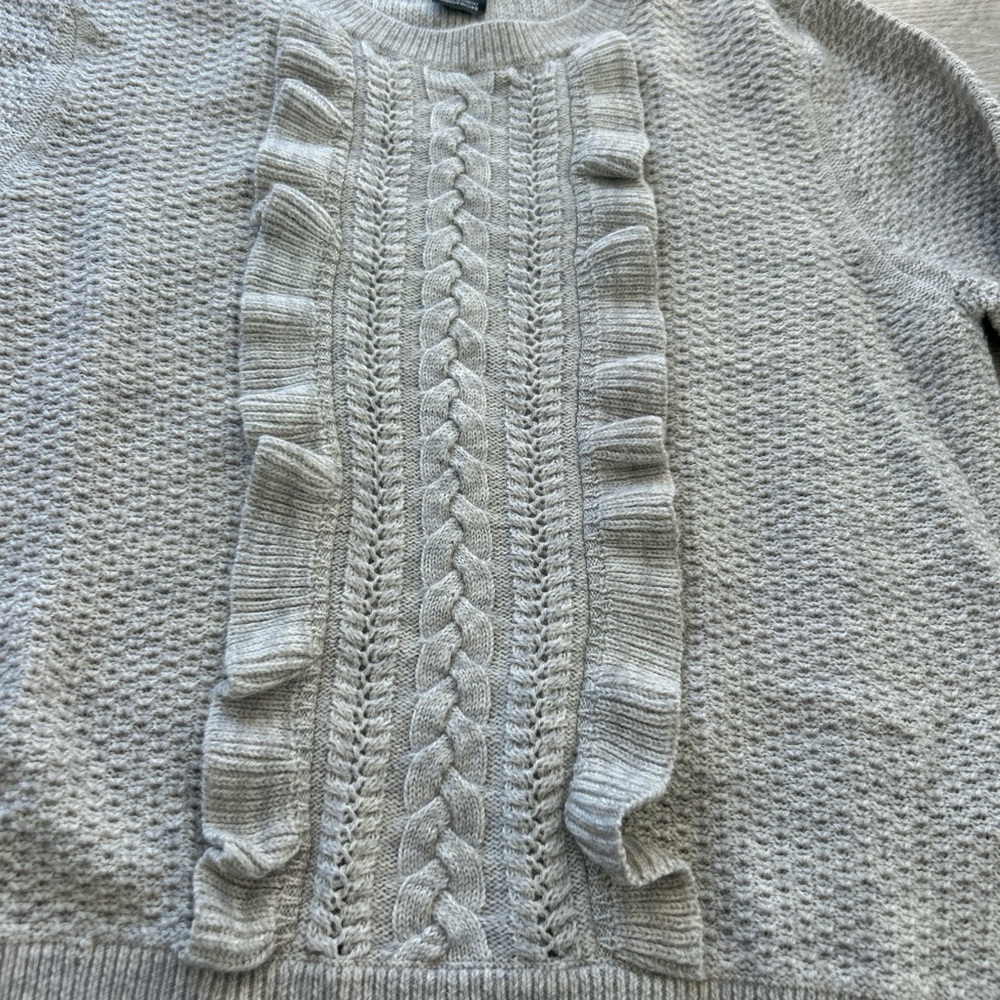 Club Monaco Cream Sweater with Ruffle Detail - Picture 3 of 6